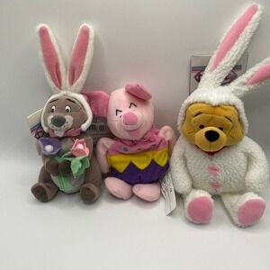 Disney Easter Plush Lot Winnie the Pooh Piglet Rabbit Bunny Stuffed Toys